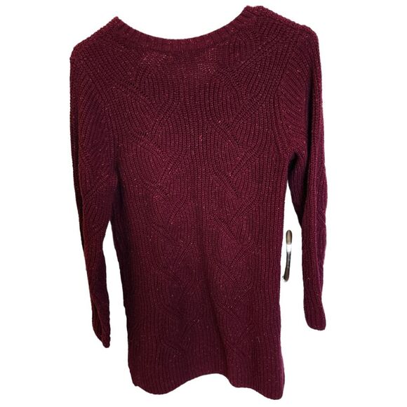 Christopher & Banks Women's Small Burgundy Tunic Sweater, Long Sleeved V Neck - Picture 2 of 6